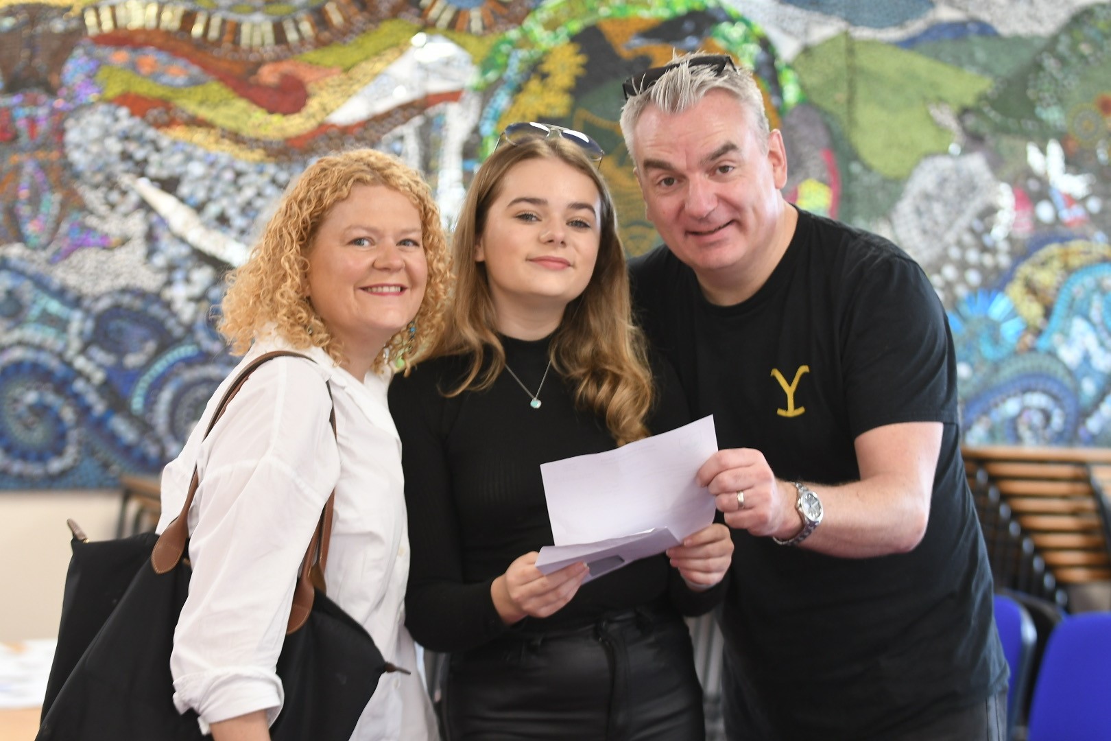 Daisy Goodby at results day with her parents
