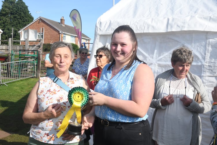 Ann Middleton and Julie Sparkes shared the T J Watkins Cup for the highest flower arranging points.