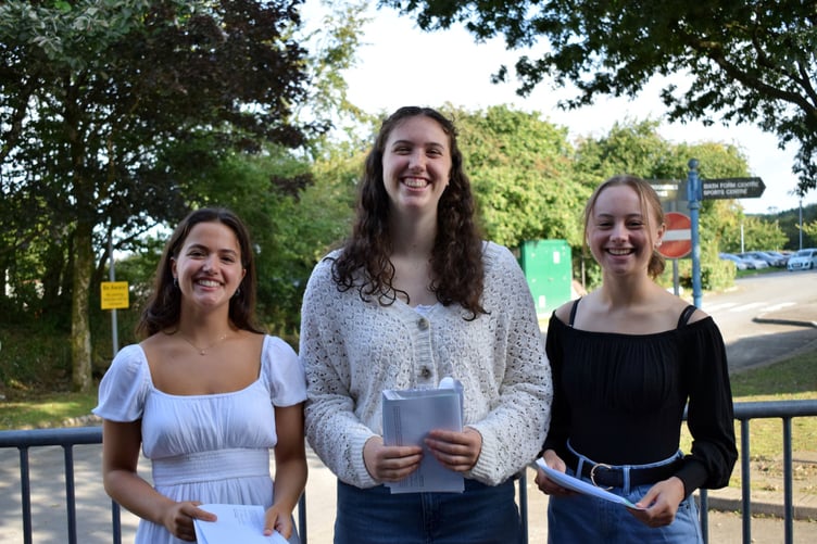 Students at Callington Community College collecting their results