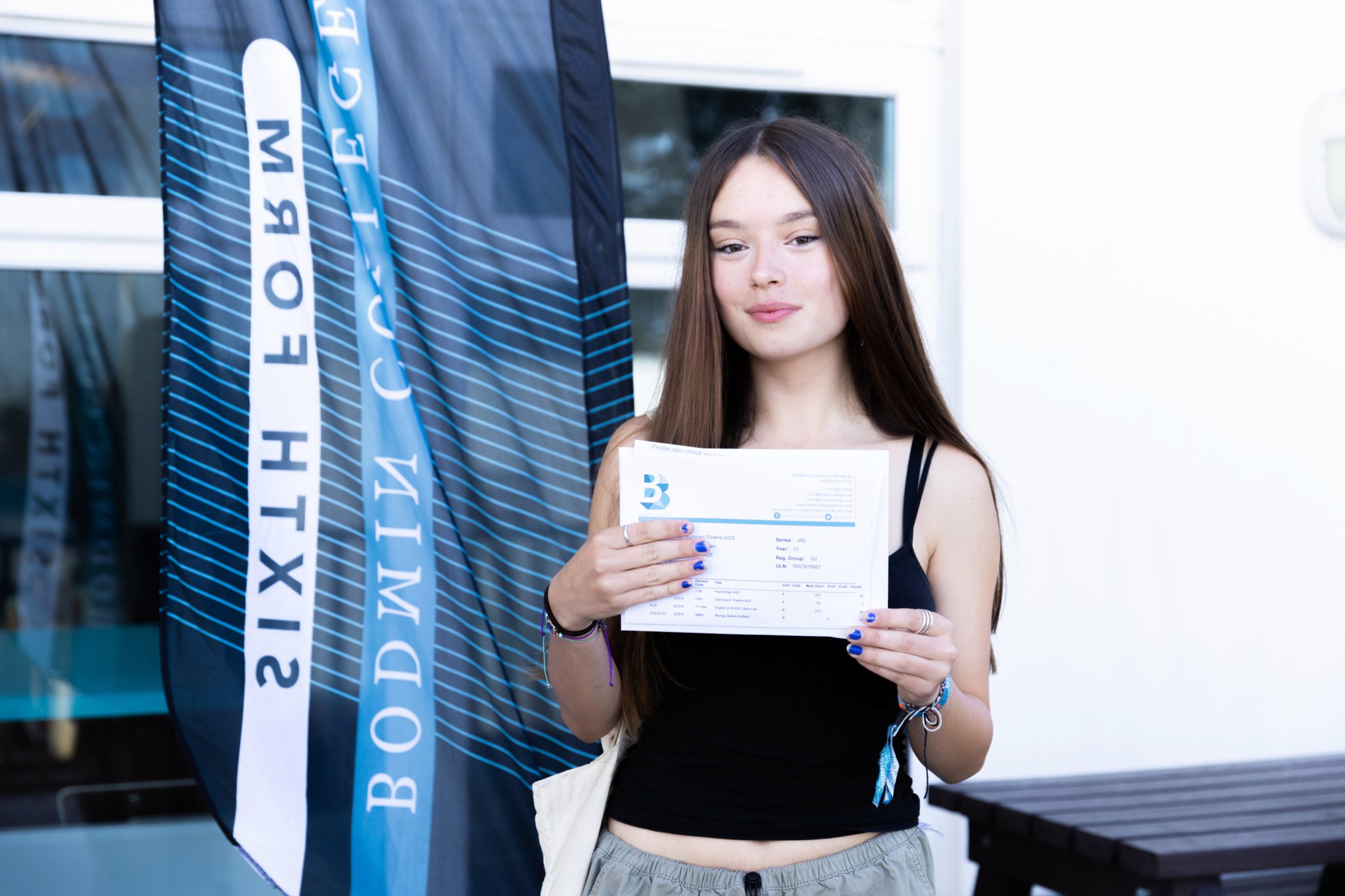 Holly Bowden receiving results, going on to study in Ohio USA