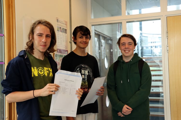 Dylan Diggins , Bailey Vanden and Ewan Wakefield.
Picture: Teignmouth Community School.