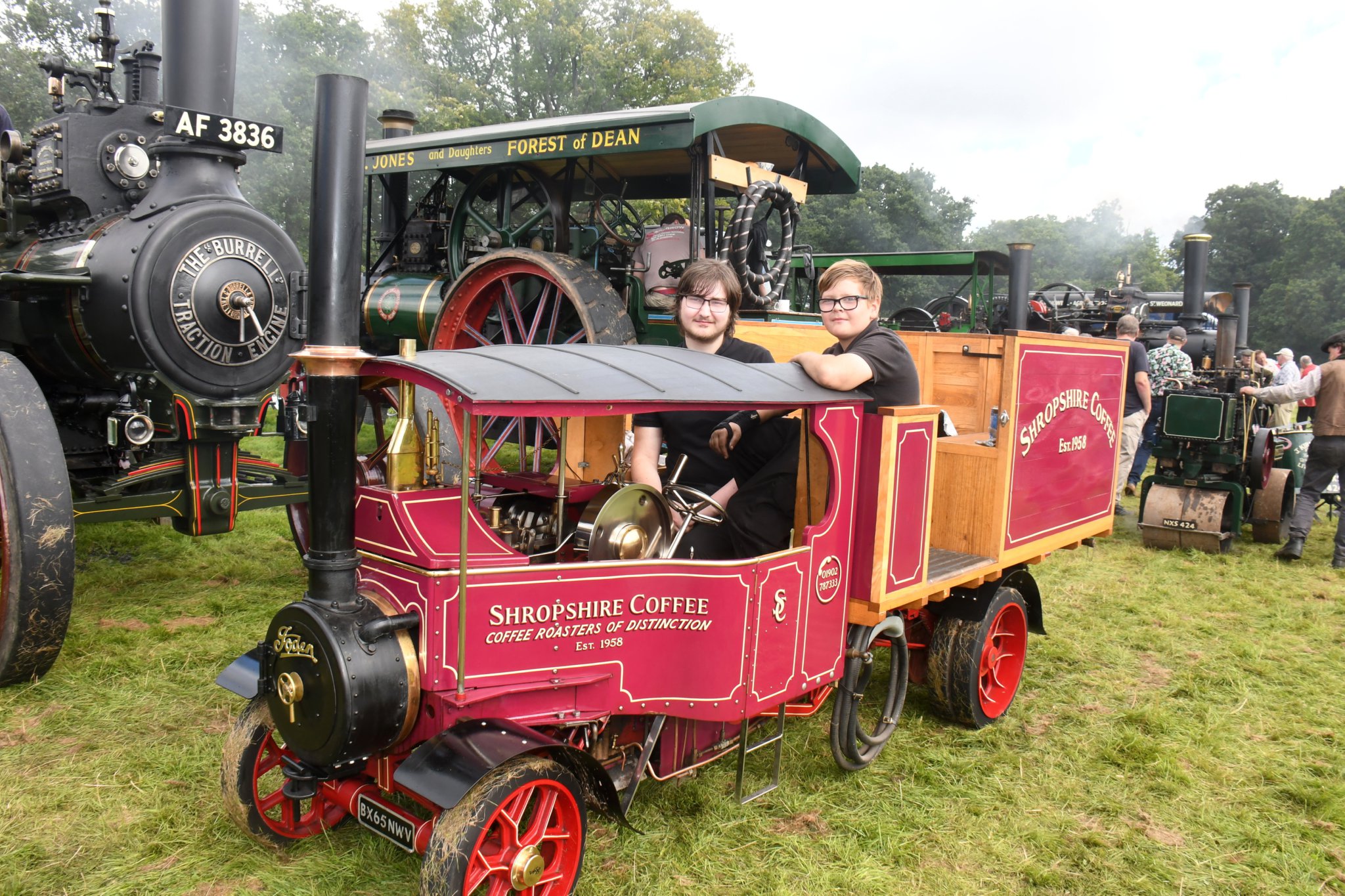 Daniel Buttery and Max Harrison with the Shropshire Coffee steam lorry