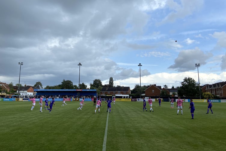 Action from Farnham Town’s 2-1 win against AFC Stoneham in the FA Vase