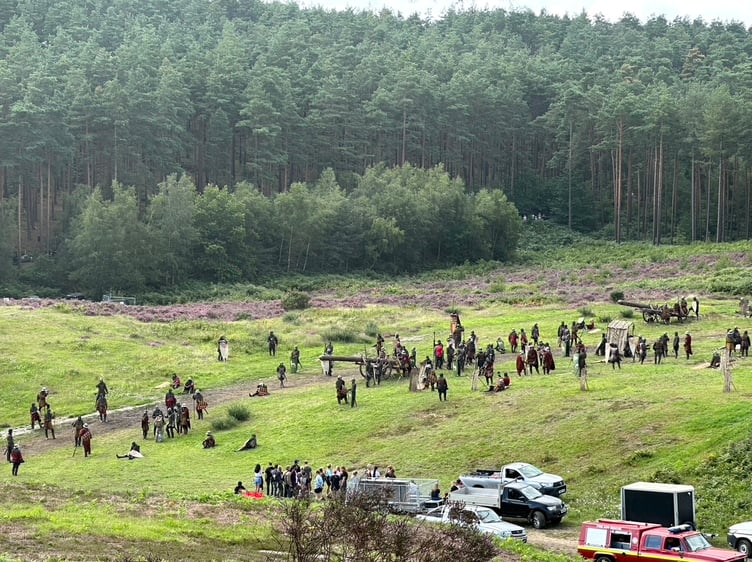 Getting ready for a battle scene in the bowl at the Bourne Woods