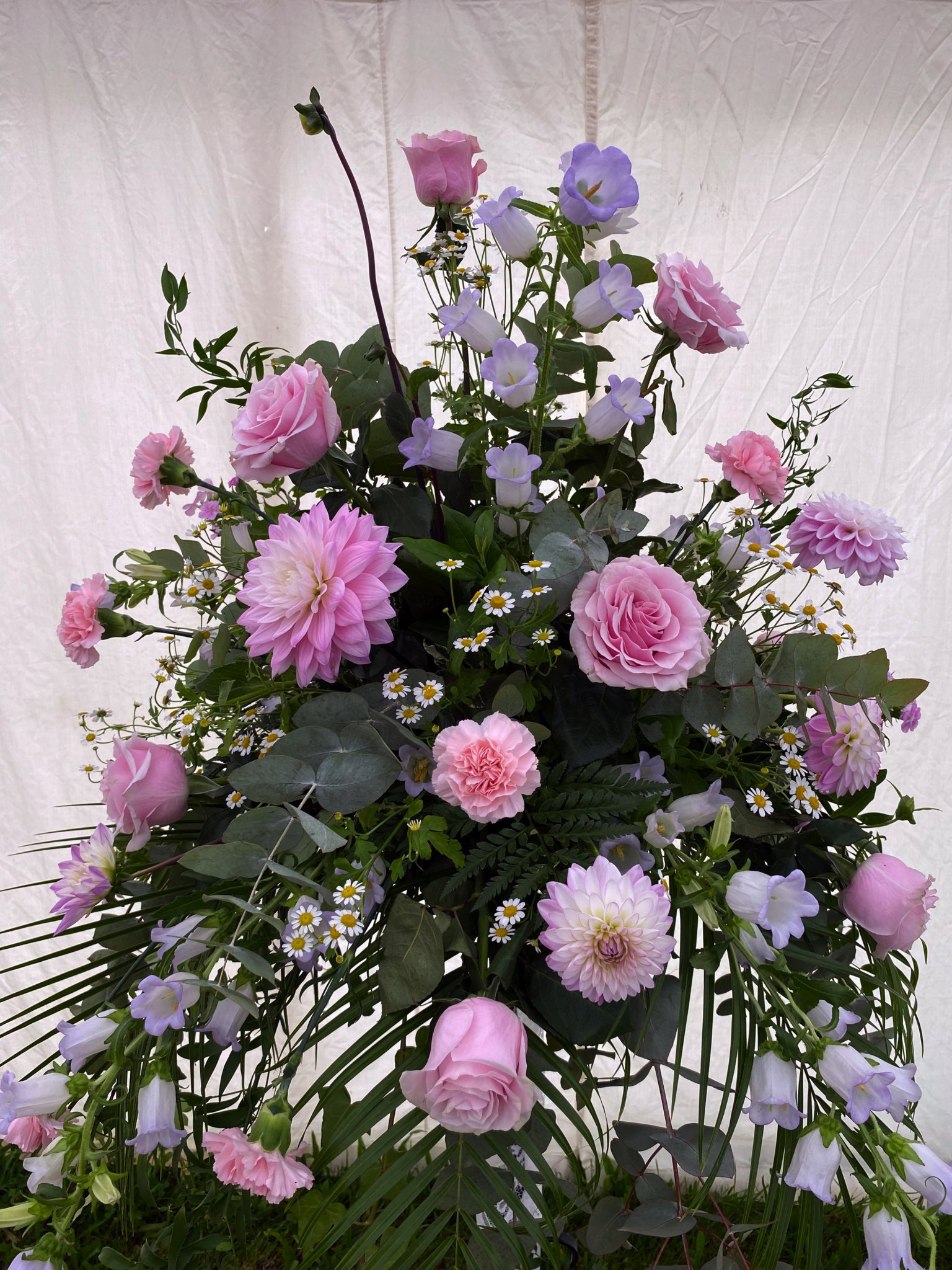 A flower display in the flower tent
