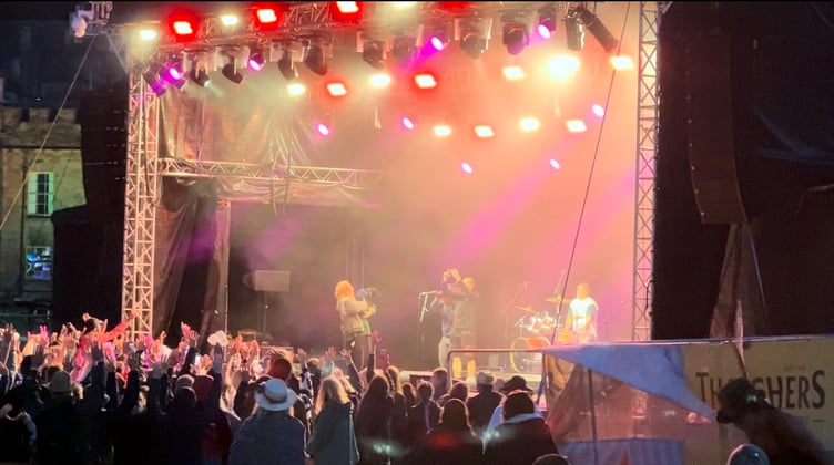 Casey Lowry brought his rescue puppy on stage