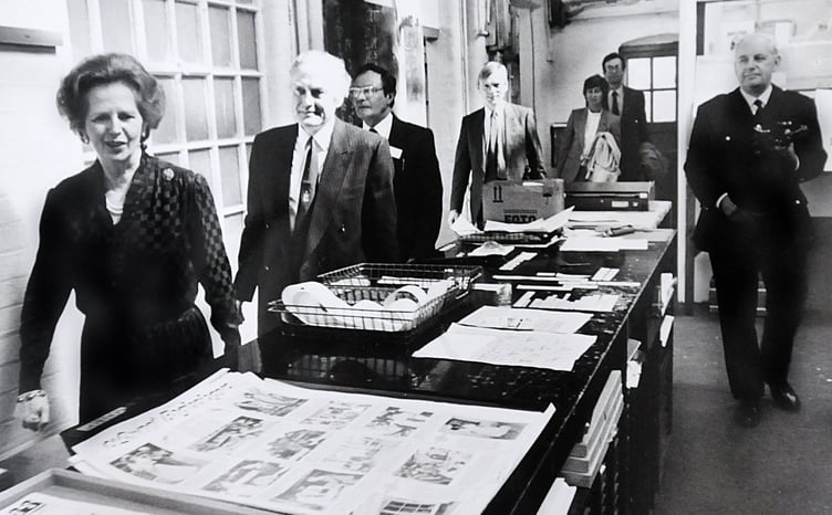 Margaret Thatcher at the Herald headquarters