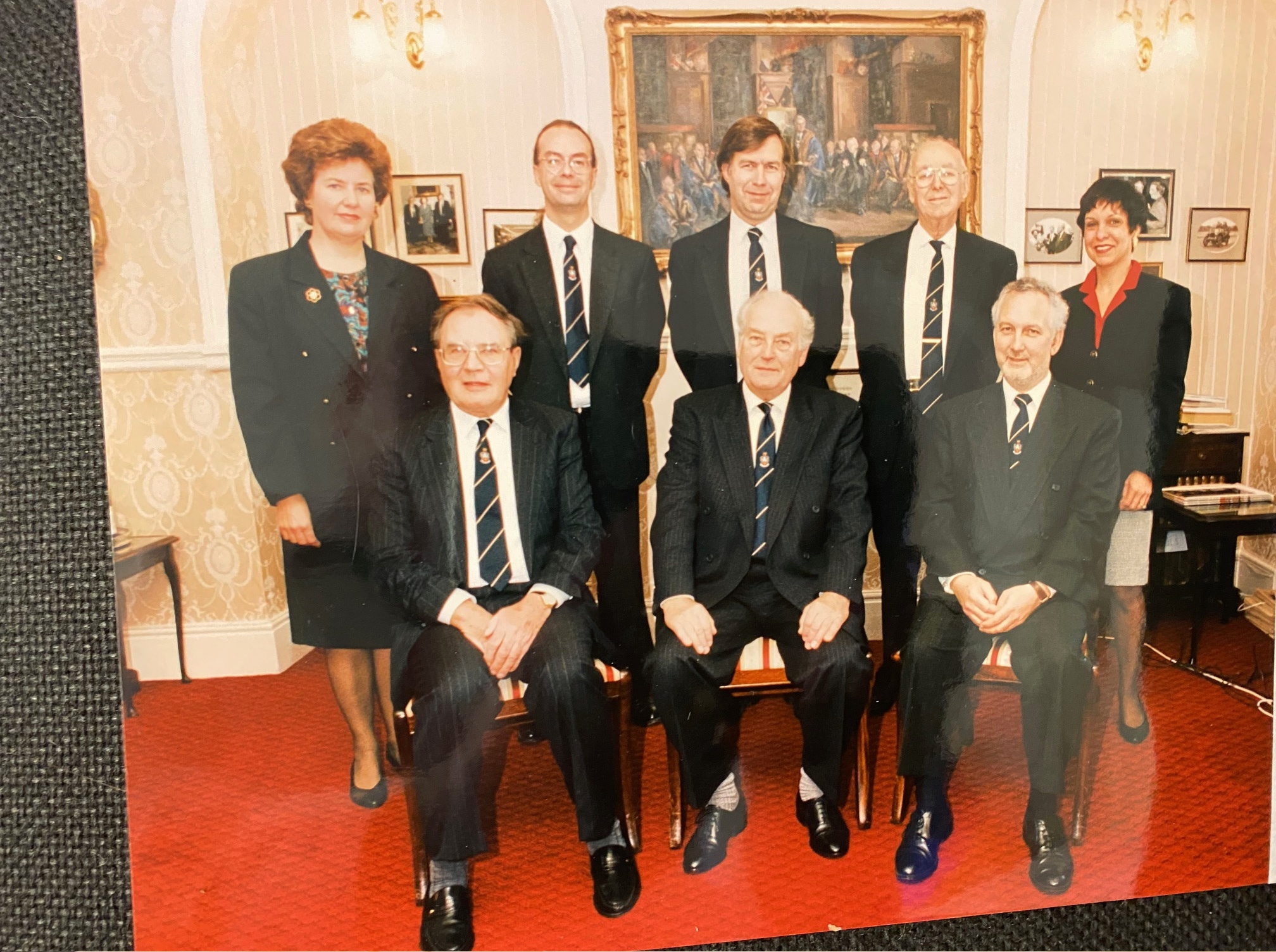 Wendy with the Tindle company’s top team, standing next to Sir Ray’s son Owen – now the company chairman –with Sir Ray in the centre of the front row