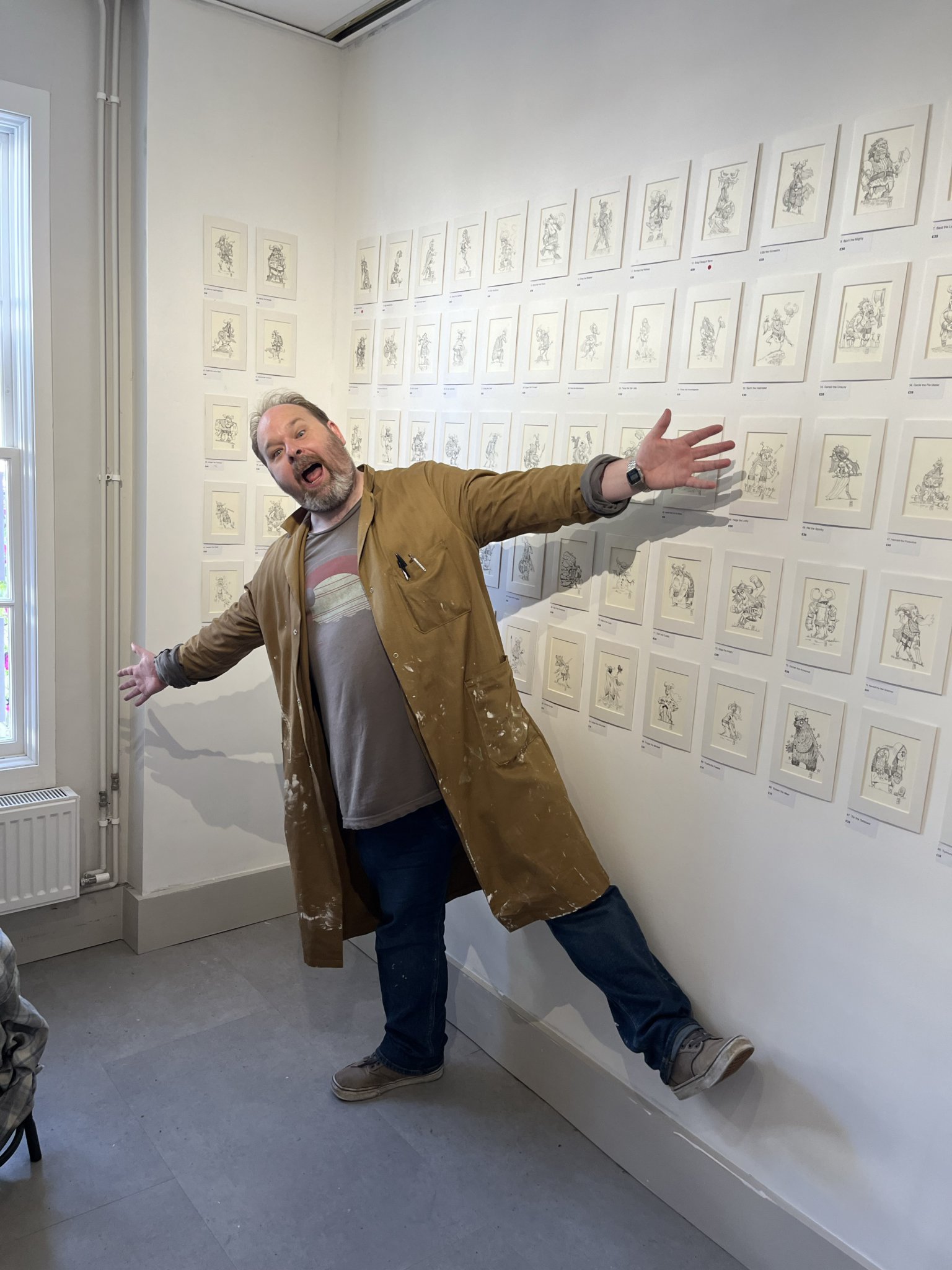 Juan Moore pictured at the opening of Vikings of Mann at his new studio and gallery at The Square, in Market Square, Castletown; Below, a close up of Garth The Inebriated