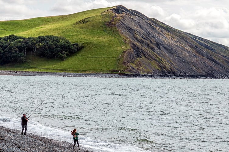 Fishing on Tanybwlch beach, taken by Steve Williams
