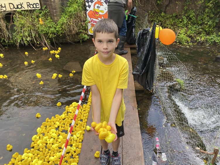 Gryff Allcock helped retrieve the ducks