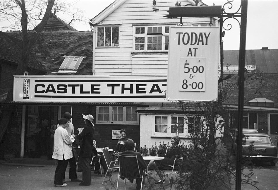 <p>Farnham's Castle Theatre, pictured in spring 1972, used to occupy the building now home to Zizzi's Italian restaurant</p>
