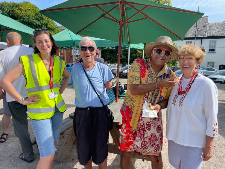 From left, Crediton Town Council Project Officer Jo Davey, County Councillor Frank Letch, Avtar Indian Dance South West and Councillor Mrs Natalia Letch. AQ 6585