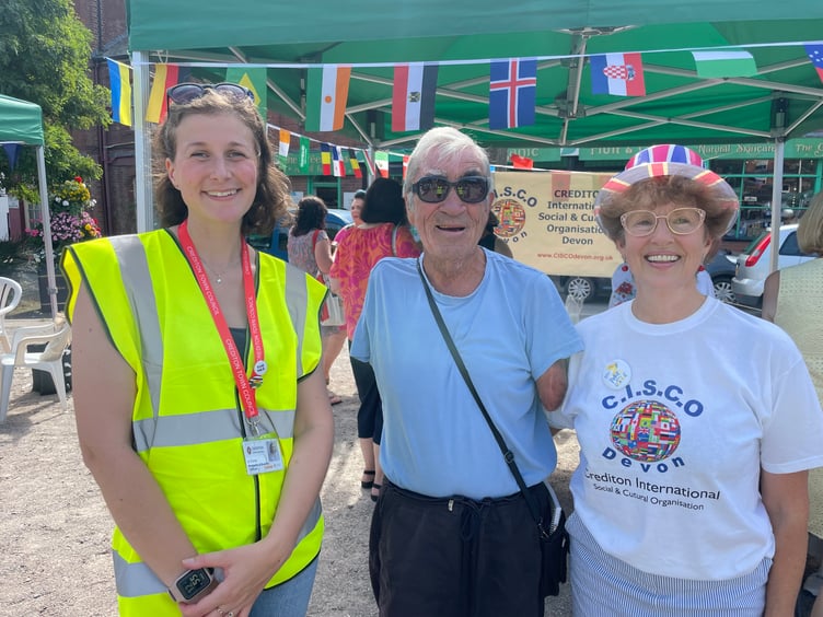 Crediton Town Council Project Officer Jo Davey with County Councillor Frank Letch and Councillor Mrs Natalia Letch. AQ 6585