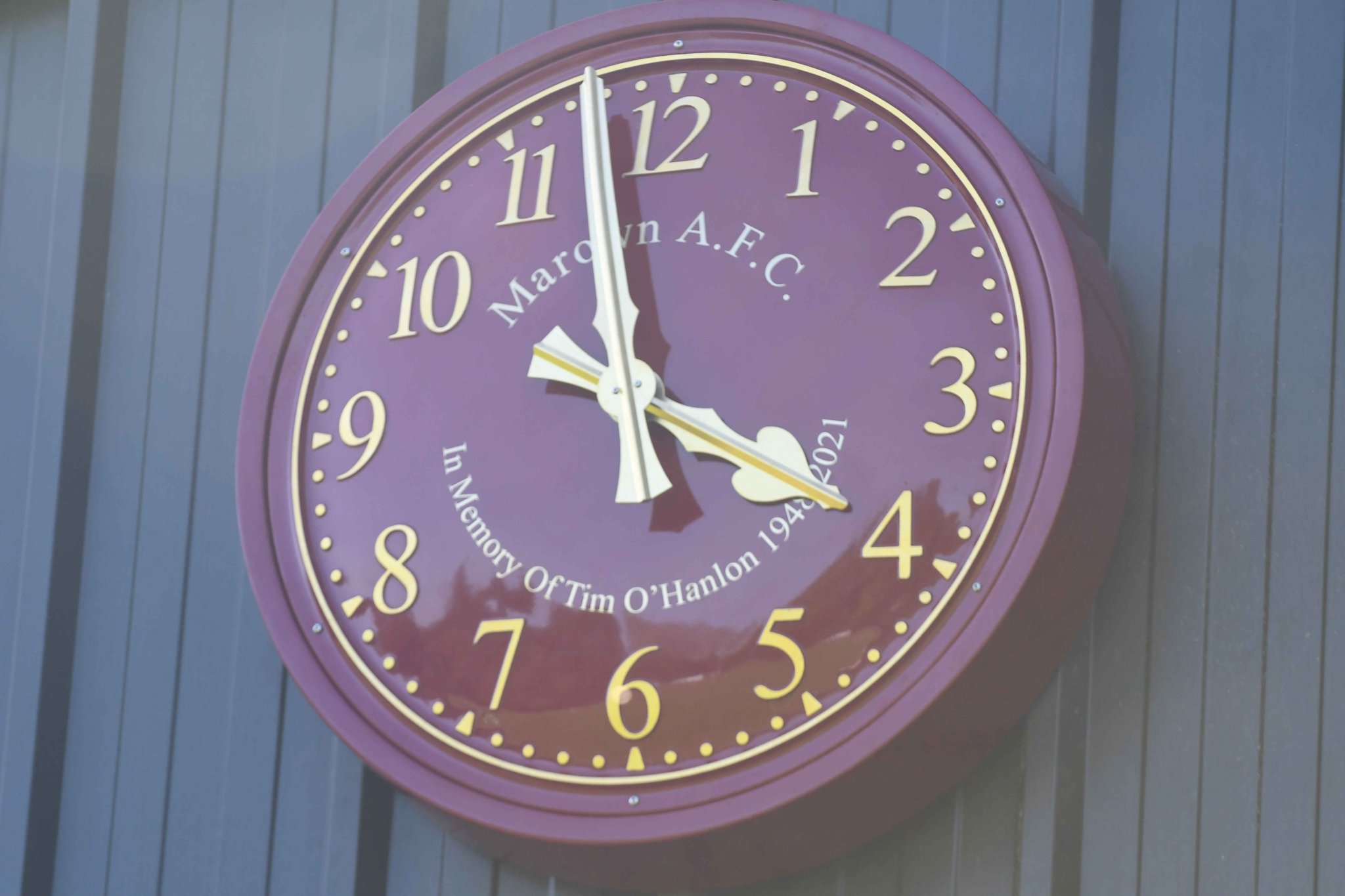 Football: a clock in memory of Tim O’Hanlon at Marown football club