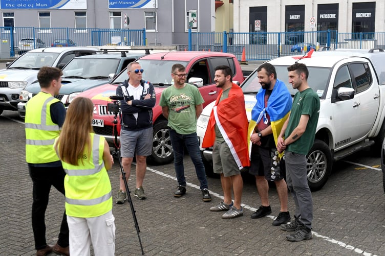 Volunteer drivers for the Manx Support for Ukraine group departs Douglas with five car loads of aid and supplies -