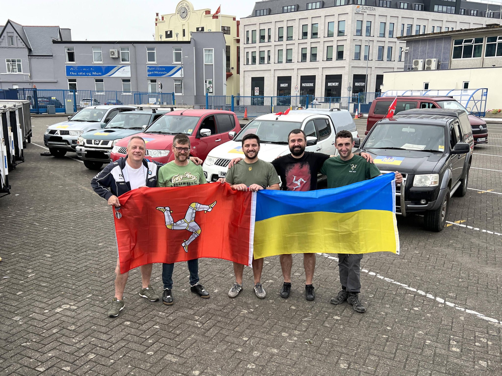 Volunteer drivers for the Manx Support for Ukraine group departs Douglas with five car loads of aid and supplies -