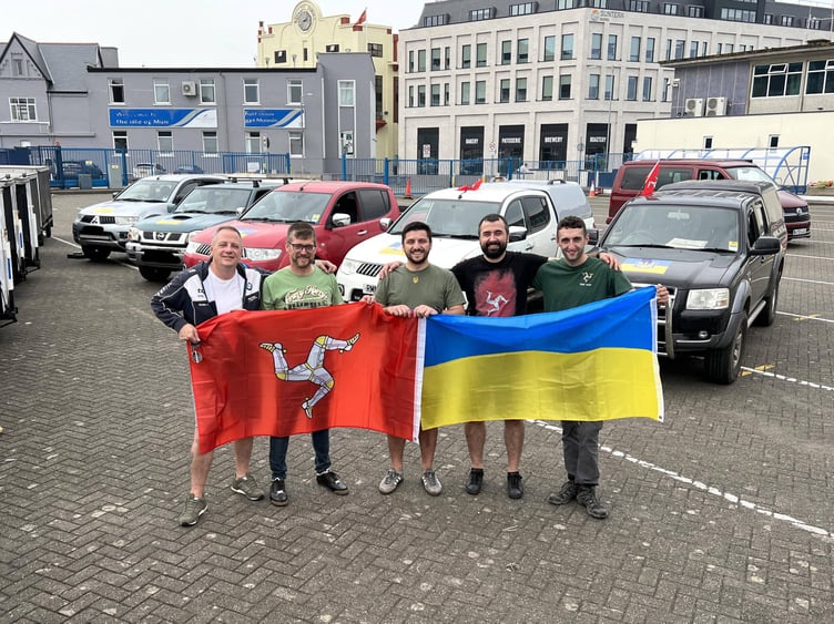 Volunteer drivers for the Manx Support for Ukraine group departs Douglas with five car loads of aid and supplies -