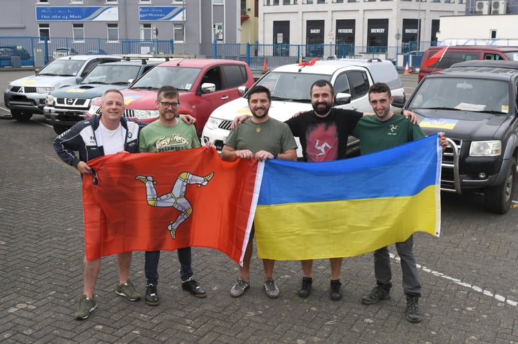 Volunteer drivers for the Manx Support for Ukraine group departs Douglas with five car loads of aid and supplies -