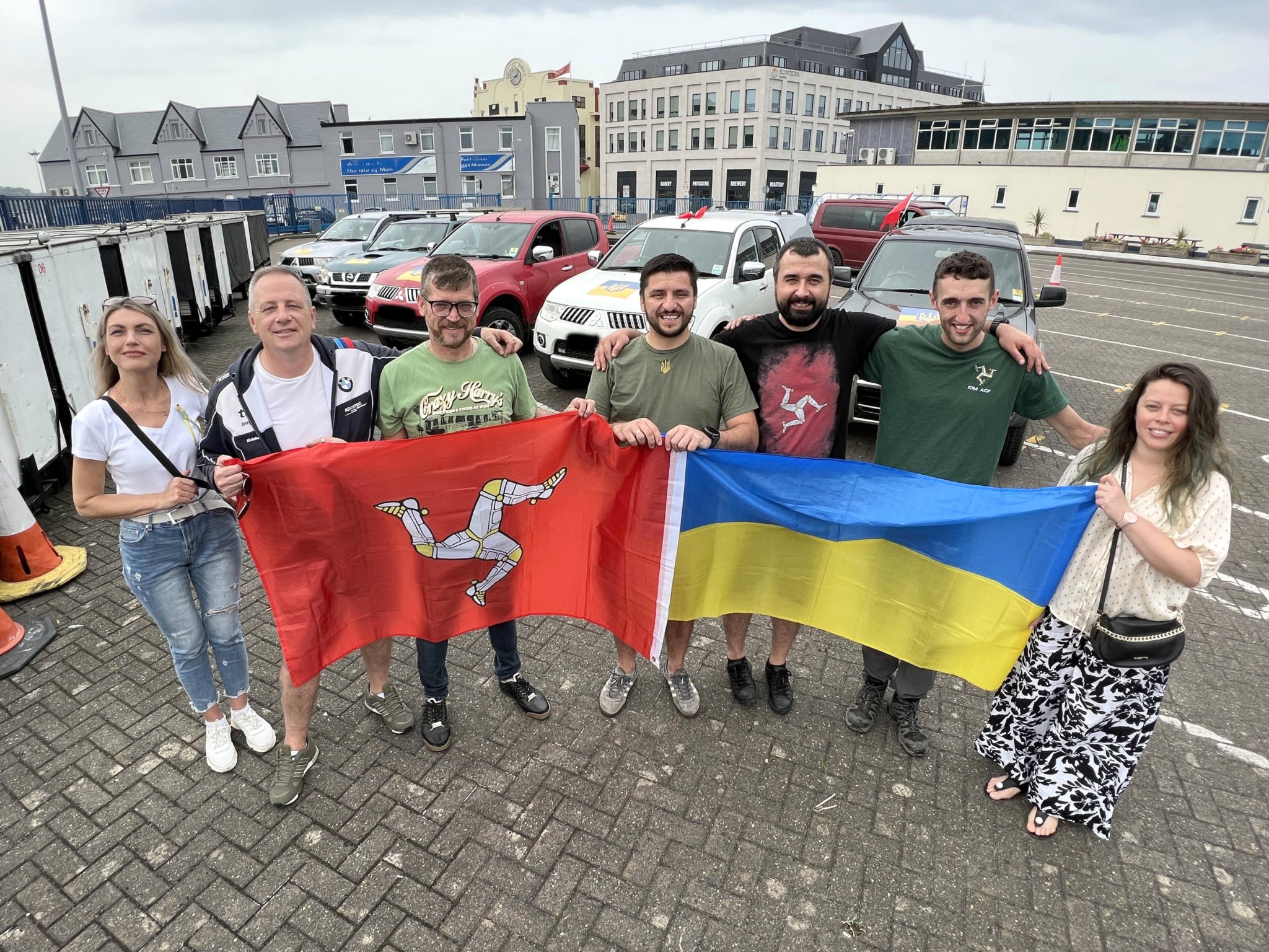 Volunteer drivers for the Manx Support for Ukraine group departs Douglas with five car loads of aid and supplies -