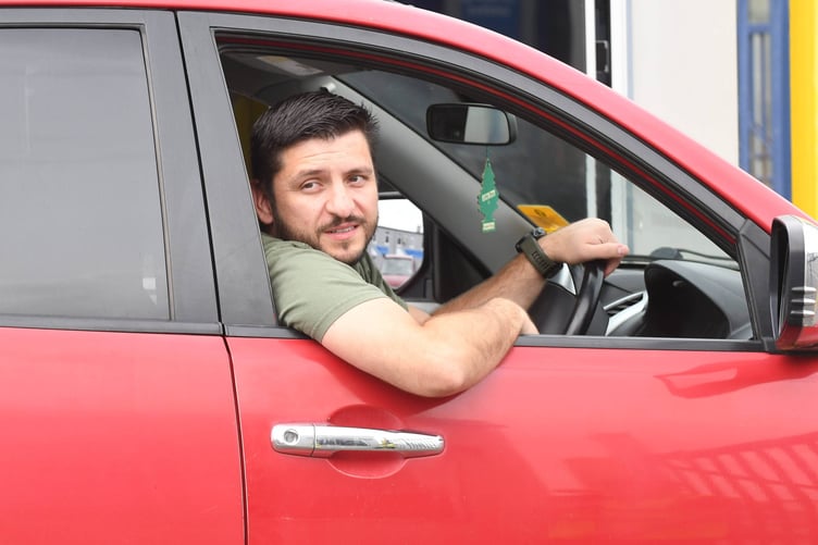 Volunteer drivers for the Manx Support for Ukraine group departs Douglas with five car loads of aid and supplies - pictured is Krasimir Pankovski