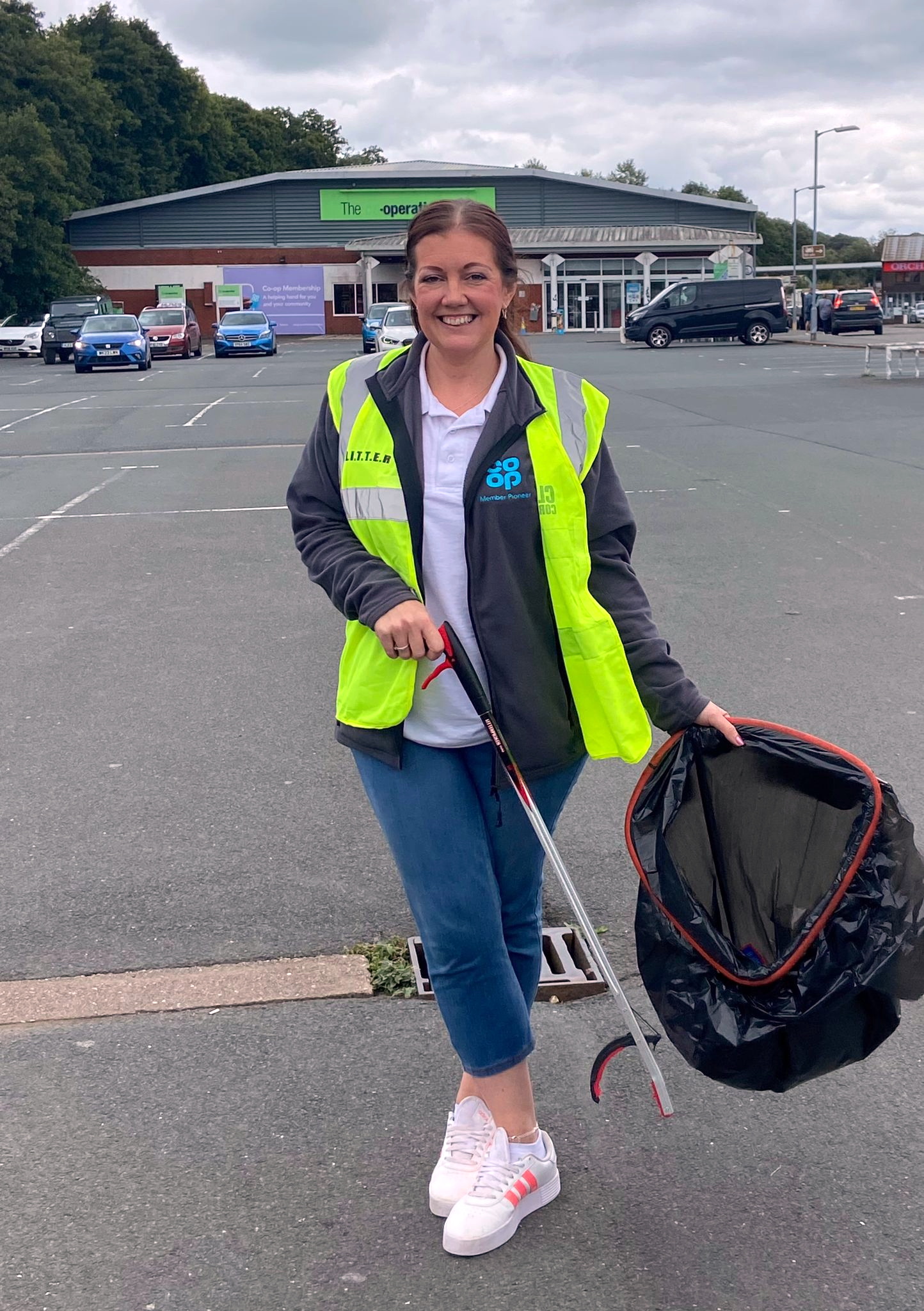 ABOVE: Gemma Massey, Co-op member pioneer, lead the inaugural litter pick around the store’s Newport car park