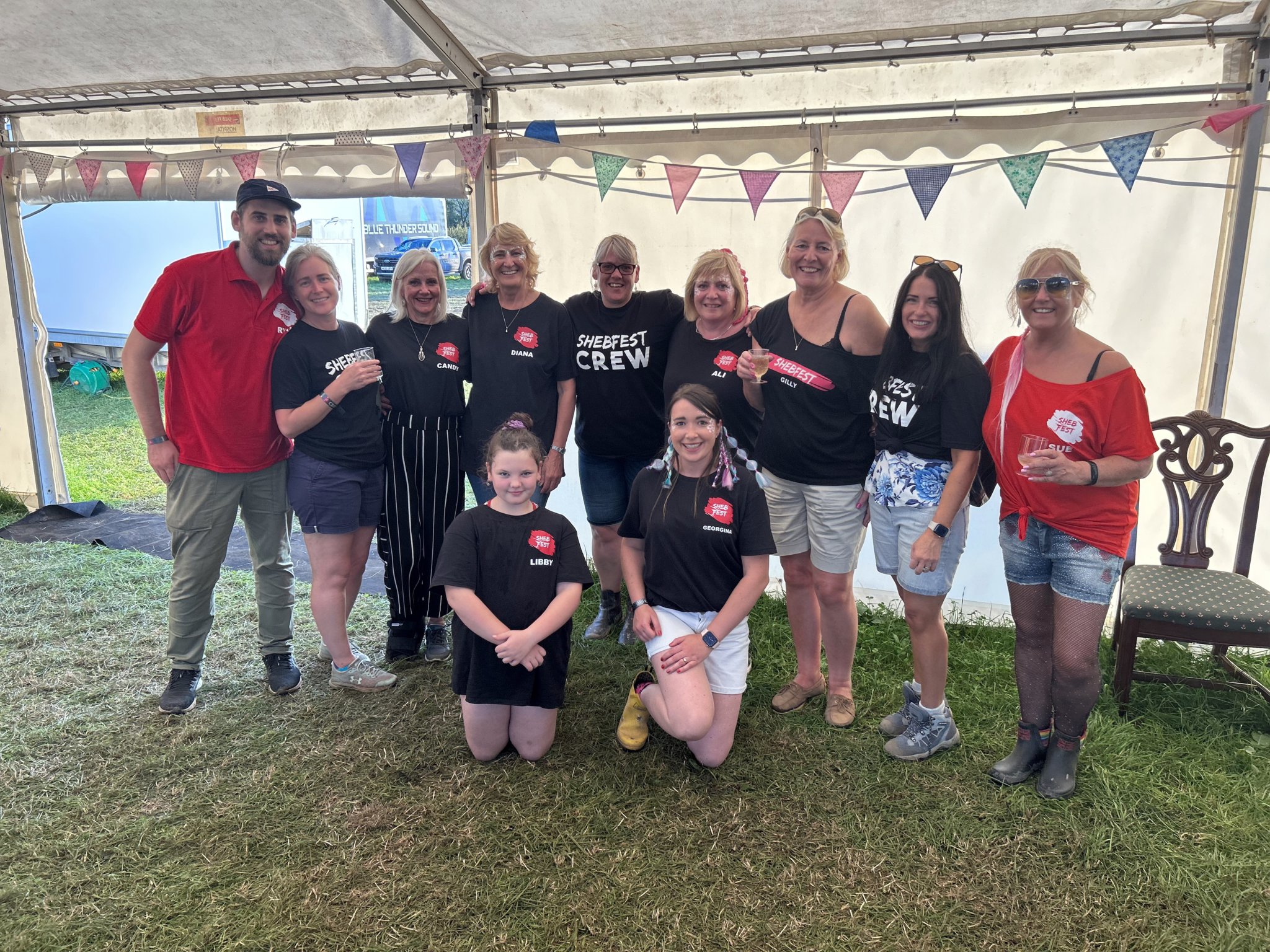 ABOVE: The ‘ShebFest Crew’ volunteers: Below, ShebFest organisers Sue and Dave with Amelia Lily