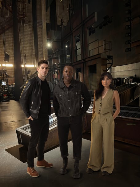 Ian McIntosh as Jesus Shem, Omari James as Judas and Hannah Richardson as Mary, Jesus Christ Superstar, September 2023.