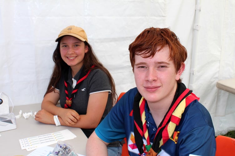 Members of Tedburn and Cheriton Bishop Scouts at the entry gate. SR 8870