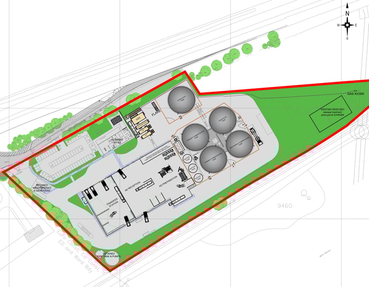 A plan of the Veolia anaerobic digestion facility and waste transfer station at Alton.