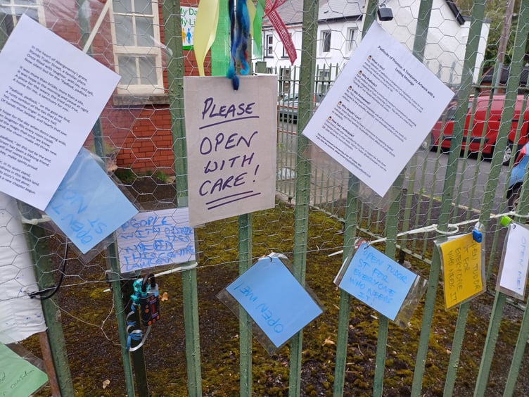 The Padlock Protest outside Abergavenny's Tudor Centre