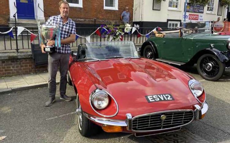 Steve Opacic and his Jaguar, Alton High Street, September 16th 2023.