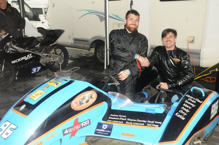 Brothers Jim and Ben Gale with the 790cc KTM twin they have ridden to their first Centre championship title