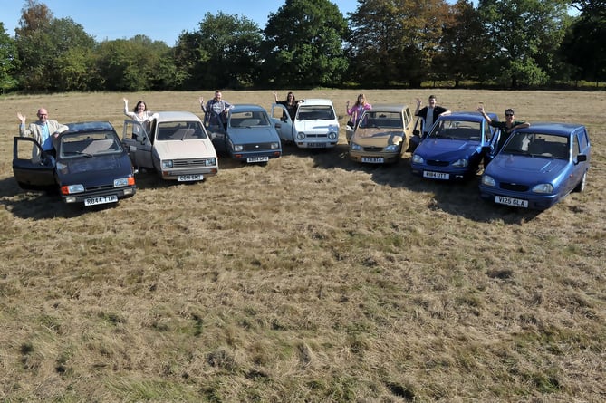 Some of the Reliant Robins up for auction. Photo released September 22 2023. See SWNS story SWMRauction.An auction of Del Boy-style three wheel vans could be a nice little earner for their owner - after being valued at more than Â£18,000. Seven of the iconic Robin Reliants, made famous when driven by David Jason's beloved character in Only Fools and Horses, are up for auction next week. And the single owner of the collection could be left rubbing his hands with glee at the 'lovely jubbly' price, just like the wheeler-dealer in the classic sitcom.The vans will go up under the hammer on September 29 at Ewbankâs in Surrey.
