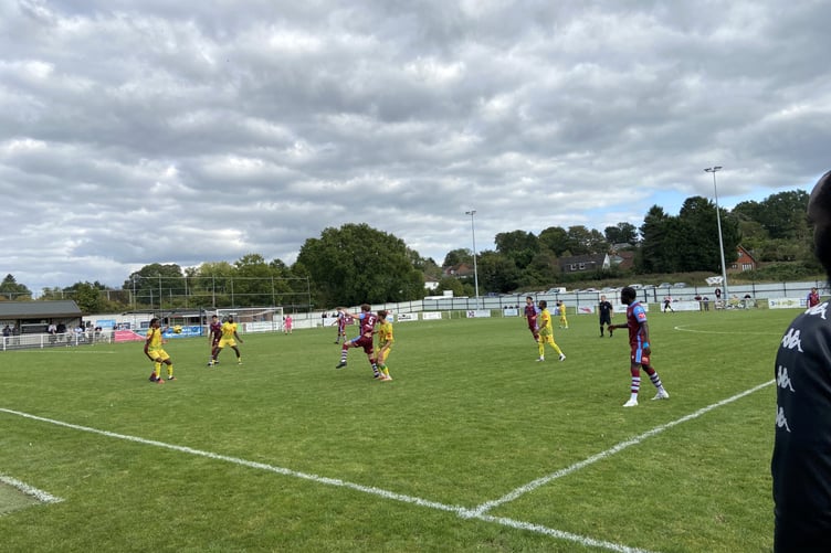 Action from Badshot Lea’s 5-3 win against Sutton Common Rovers