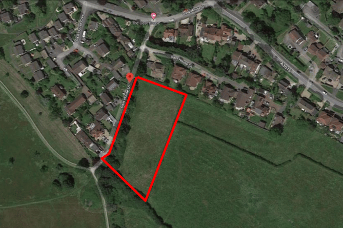 The site of Flavia Estates' proposed nine-home development off Oast House Lane in Farnham, backing onto the Grade I-listed Farnham Park