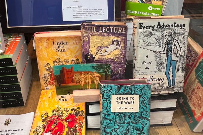 A display of local authors for Heritage Open Days at Oxfam Books in The Borough, Farnham