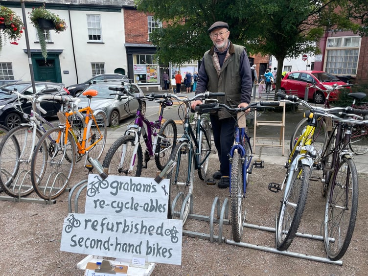 Graham’s re-cycle-ables refurbishes second-hand bikes at reasonable prices for a donation to Devon Air Ambulance. AQ 7791