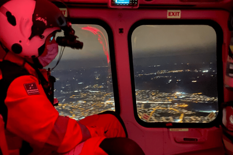 All members of the KSS crew use night vision goggles