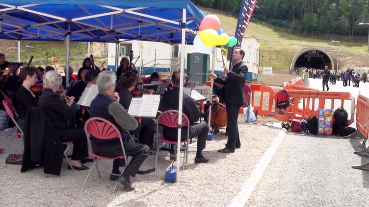 Haslemere Musical Society perform at the opening of the Hindhead Tunnel