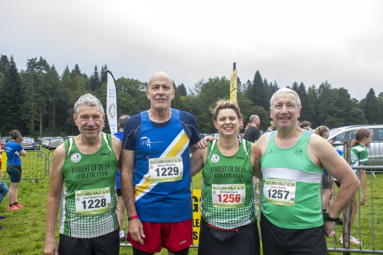 n Steve Reason of Spirit of Monmouth (second left) with Forest of Dean Athletic runners Alan Robertson, Melinda Ruck and Daren Smith.