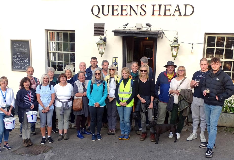 <p>The Queens Head group ahead of their circular walk to The Harrow and Townhouse</p>