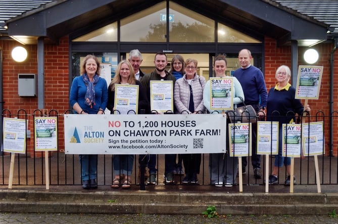 Say No To Chawton Park Farm petition handed to East Hampshire District Council, Clanfield, September 28th 2023.