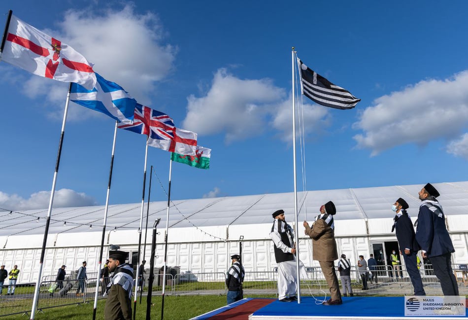 <p>The flag hoisting ceremony</p>