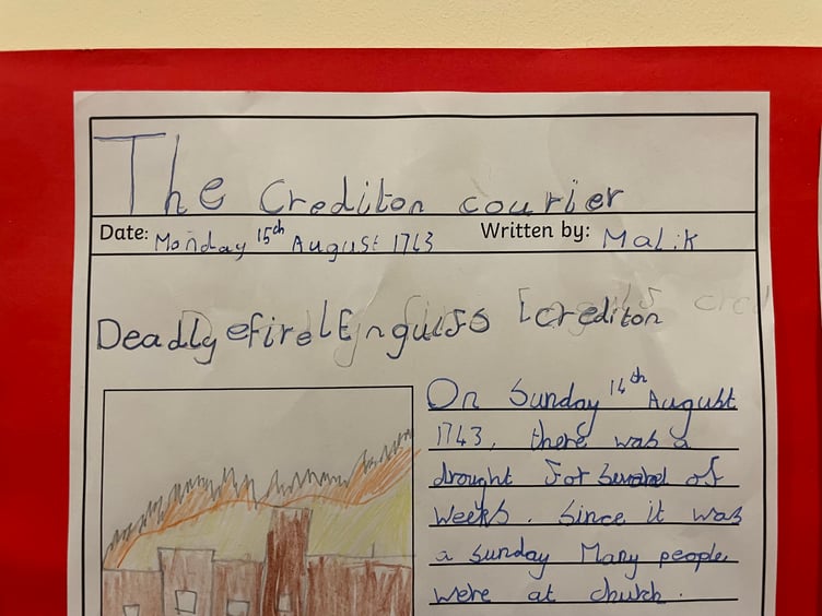 Some of the ‘Great Fire of Crediton’ exhibits which can be viewed at Crediton Museum on Wednesdays, Thursdays and Fridays from 10am to 4pm and on Saturdays from 11am to 2pm until October 31.