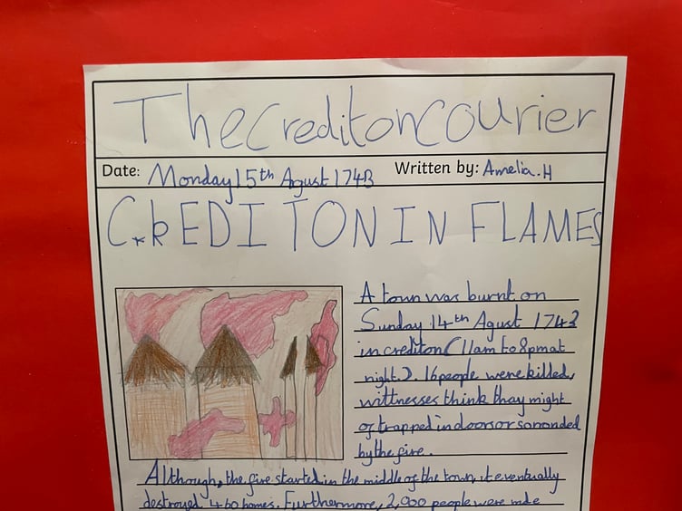 Some of the ‘Great Fire of Crediton’ exhibits which can be viewed at Crediton Museum on Wednesdays, Thursdays and Fridays from 10am to 4pm and on Saturdays from 11am to 2pm until October 31.
