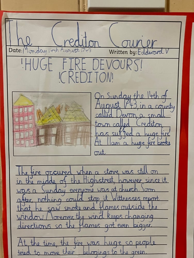 Some of the ‘Great Fire of Crediton’ exhibits which can be viewed at Crediton Museum on Wednesdays, Thursdays and Fridays from 10am to 4pm and on Saturdays from 11am to 2pm until October 31.