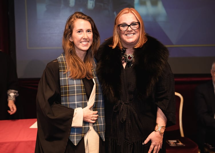 (Left to right) UCM Honorary Fellow, Rachel Miles and Claire Christian MHK, who delivered a speech introducing Rachel to the stage
