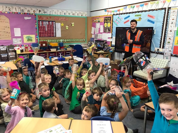 Year 1 students learning about the importance of recycling