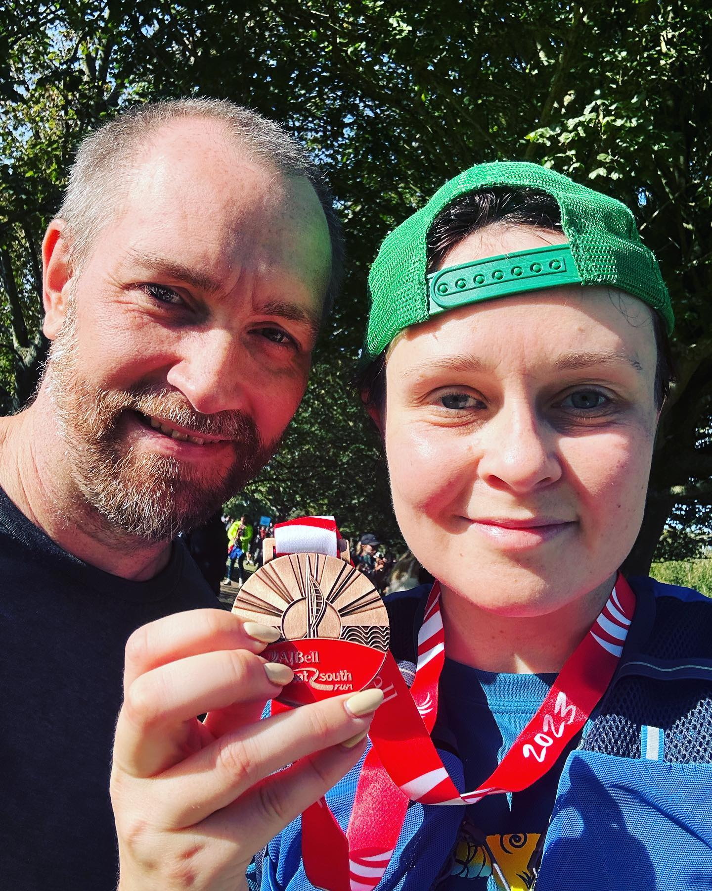 ABOVE: Steve, right, and Lucy Gooding at the Great South Run on Sunday. RIGHT: Lucy Gooding at the Jurassic Coast 50K on Saturday.